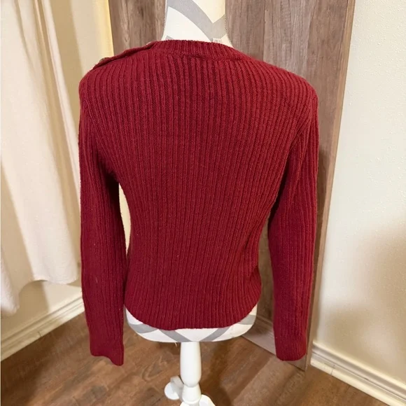 Loft large cable knit sweater women’s sienna orange brown burgundy wool blend - Picture 3 of 9